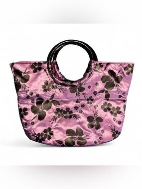 purple & black floral hand bag